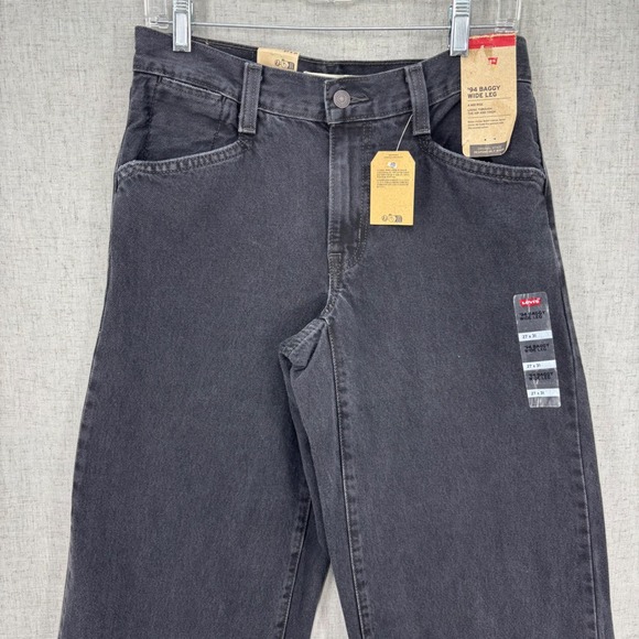 NWT Levis 94 Baggy Wide Leg Jeans Washed Black Denim Mid Rise Womens 27x31 - Picture 3 of 13